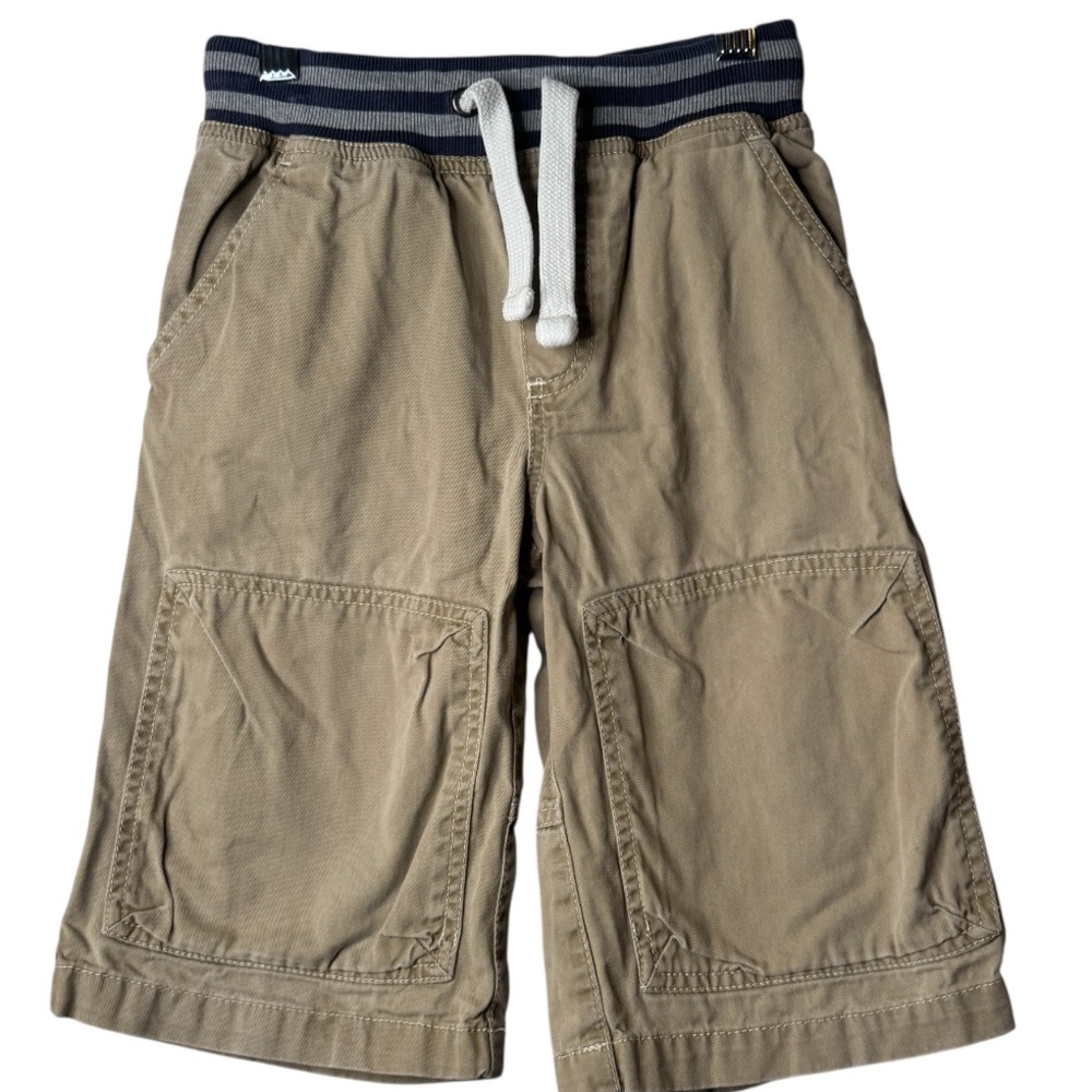 Mini Boden Tan Cargo Shorts with Navy Trim